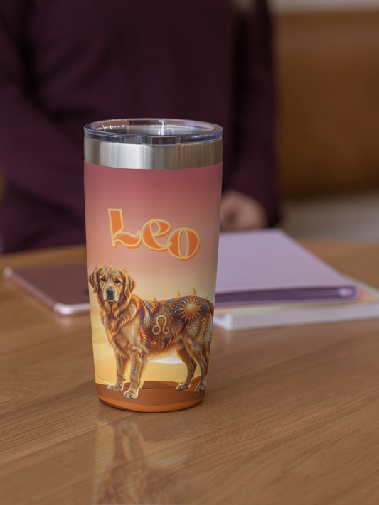 Leo Elements Collection Golden Retriever 20oz Stainless Steel Tumbler