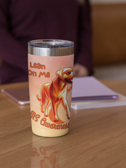 Labrador Retriever MS Awareness Tumbler - "Lean on Me" Mobility Service Dog Travel Mug