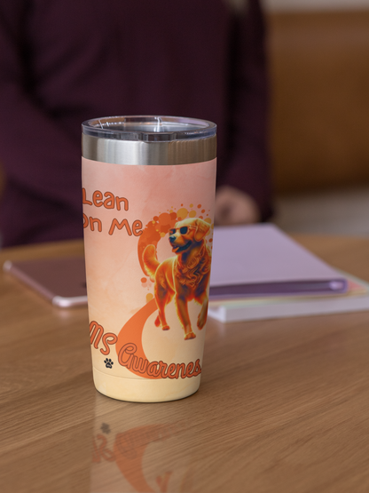 Golden Retriever MS Awareness Tumbler - "Lean on Me" Mobility Service Dog Travel Mug