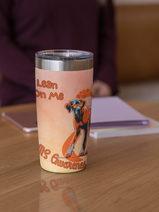 Great Dane MS Awareness Tumbler - "Lean on Me" Mobility Service Dog Travel Mug