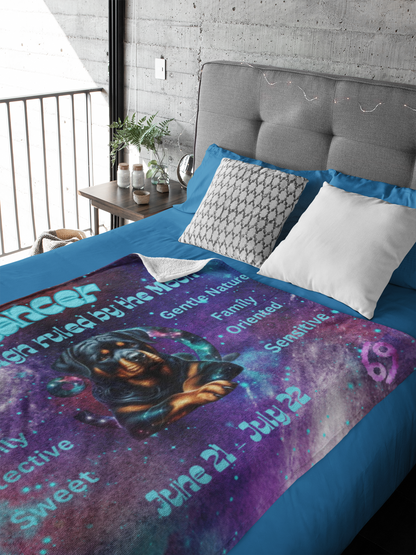 Celestial Zociac Cancer as Rottweiler Sherpa Fleece Blanket - Dog Breed Zodiac