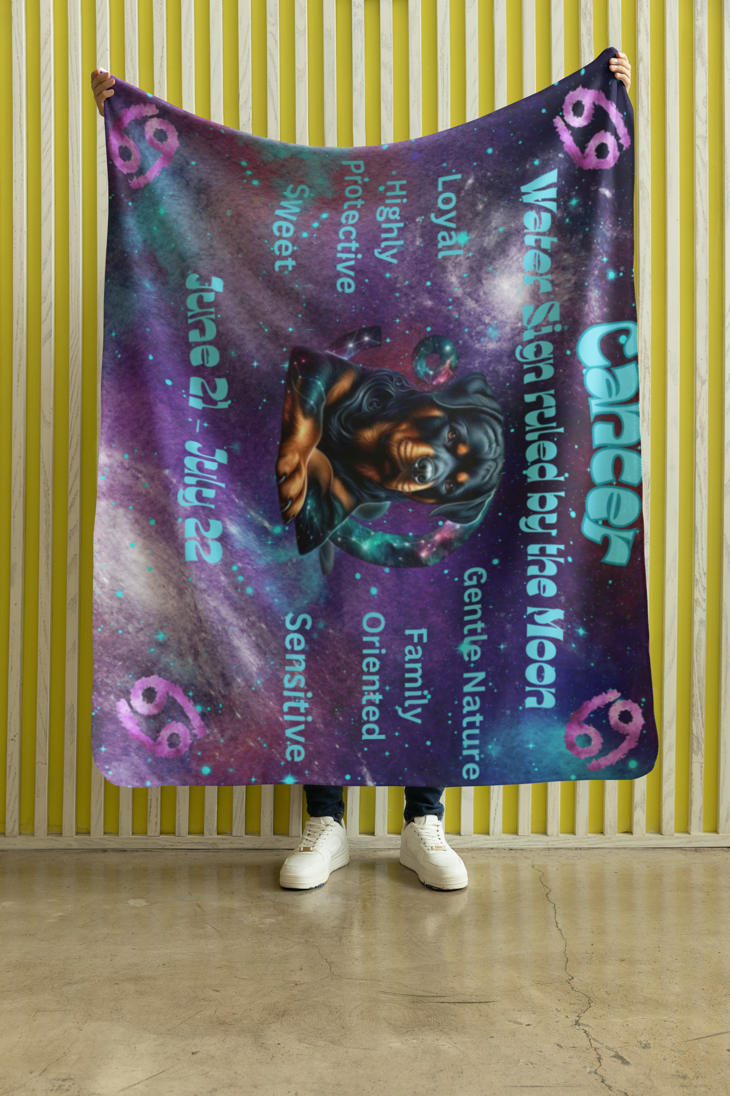 Celestial Zociac Cancer as Rottweiler Sherpa Fleece Blanket - Dog Breed Zodiac