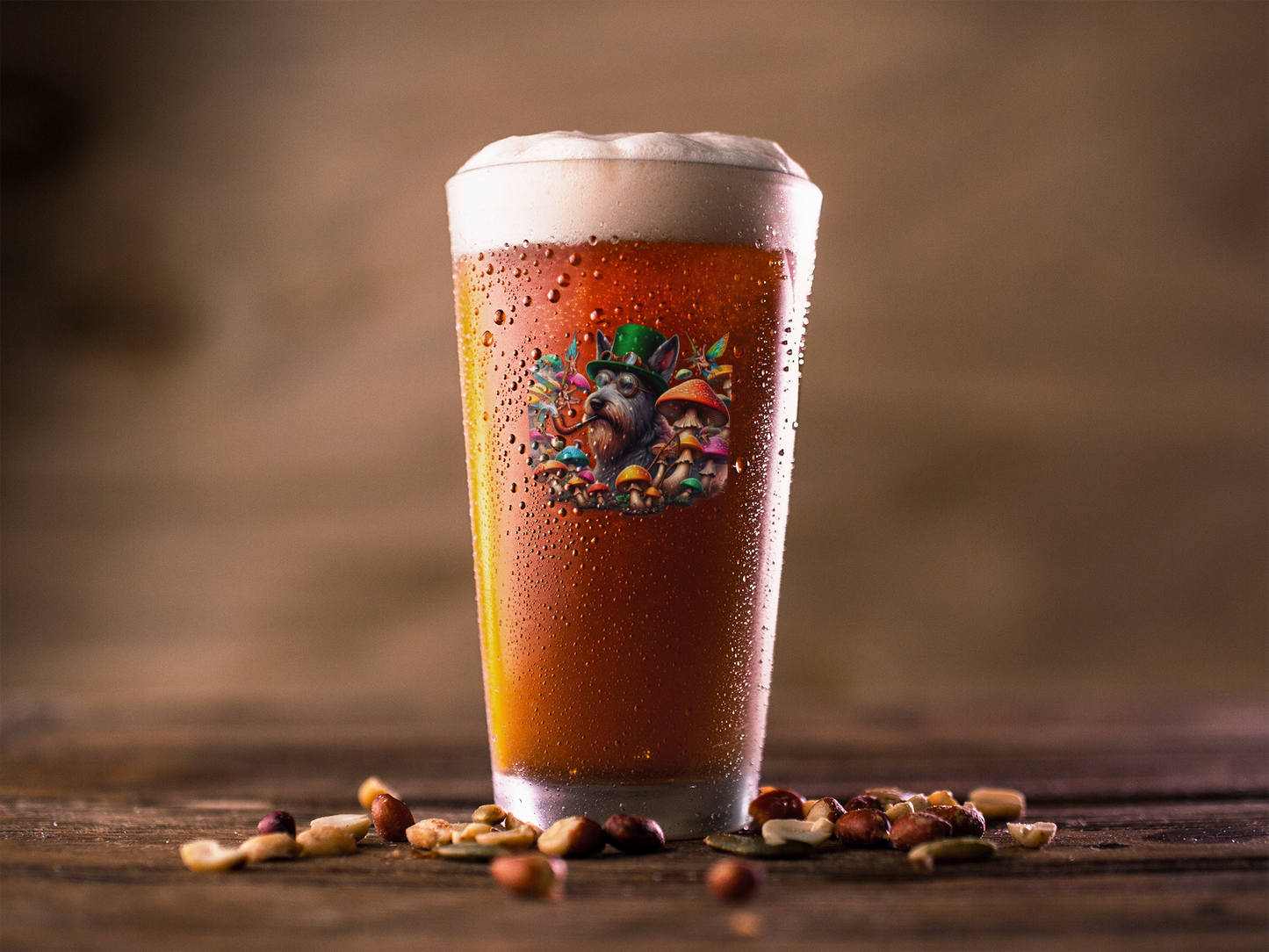 St Patricks day Irish hound fairy circle Frosted Pint Glass, 16oz