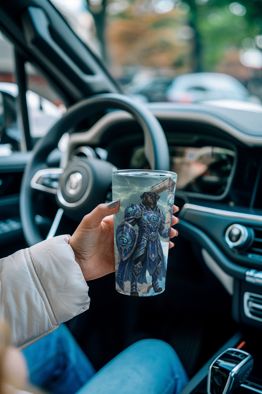 Cancer Zodiac Rottweiler Stainless Steel Tumbler – Mythic Neptune Knight Abyssal Dog Art Travel Mug