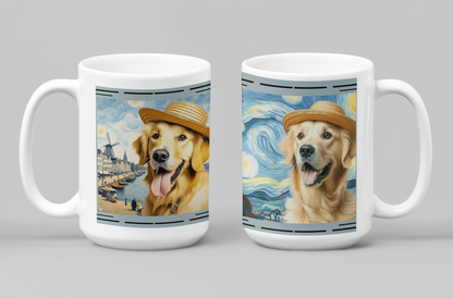 Golden Retriever Van Gogh Ceramic Mug 11oz