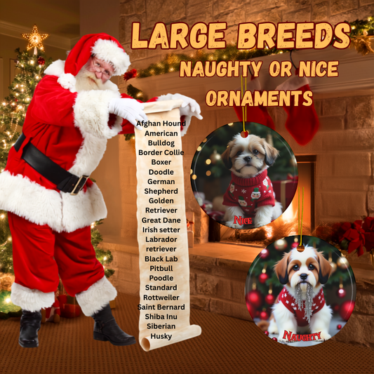 Shih Tzu Naughty or Nice Christmas Ornament set