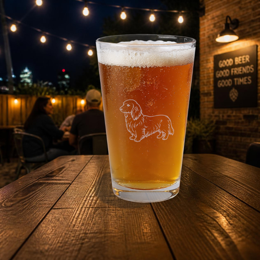 Dachshund, Long Hair Engraved Pint Glass