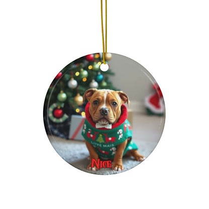 Pitbull Naughty or Nice Christmas Ornament set