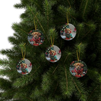 Pitbull Naughty or Nice Christmas Ornament set