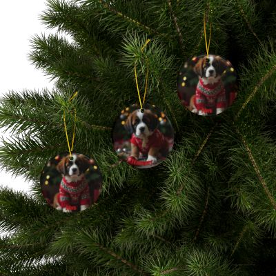 Saint Bernard Naughty or Nice Christmas Ornament set