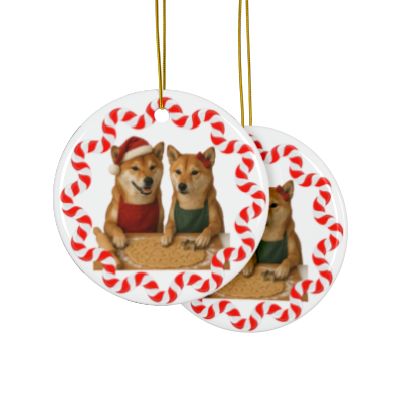 Shiba Inu Christmas Cookie Baker Ceramic Ornaments - 2-Sided Christmas Decorations