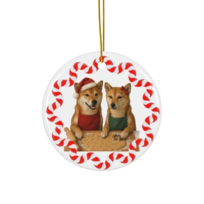 Shiba Inu Christmas Cookie Baker Ceramic Ornaments - 2-Sided Christmas Decorations