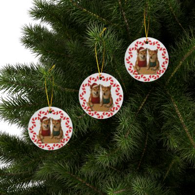 Shiba Inu Christmas Cookie Baker Ceramic Ornaments - 2-Sided Christmas Decorations