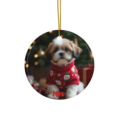 Shih Tzu Naughty or Nice Christmas Ornament set