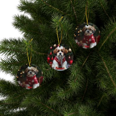 Shih Tzu Naughty or Nice Christmas Ornament set