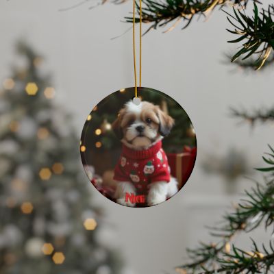 Shih Tzu Naughty or Nice Christmas Ornament set