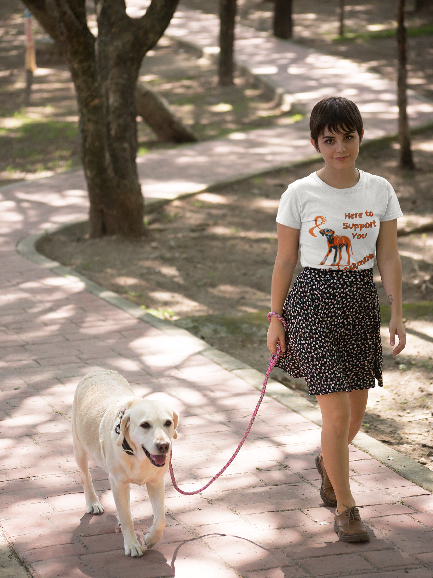 Great Dane MS Awareness T-Shirt – "Here to Support You" Orange Ribbon Tee