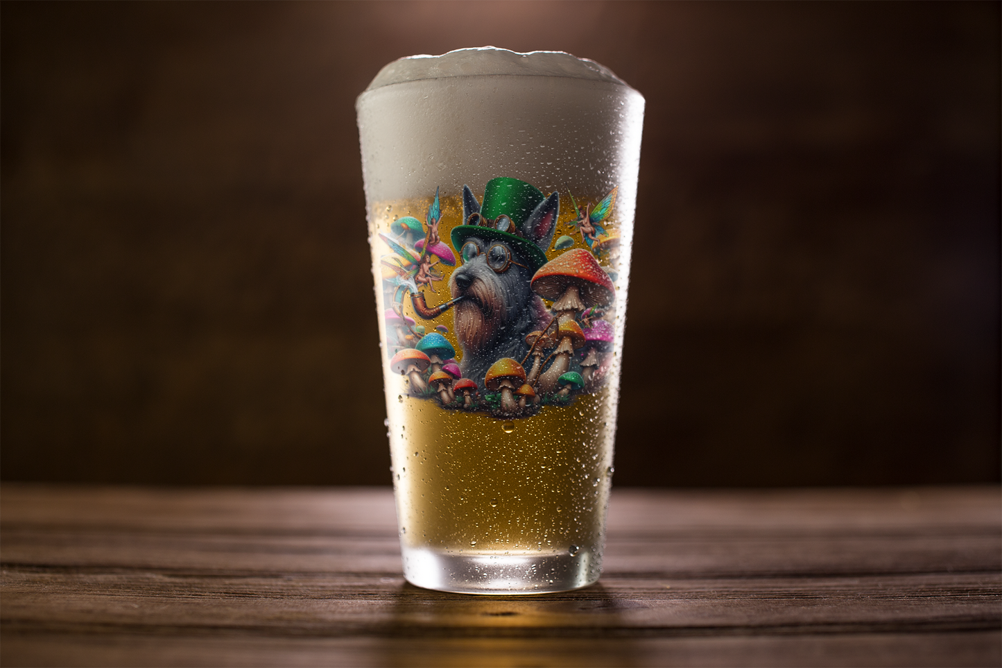 St Patricks day Irish hound fairy circle Frosted Pint Glass, 16oz