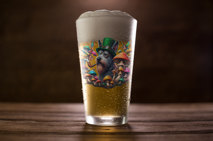St Patricks day Irish hound fairy circle Frosted Pint Glass, 16oz